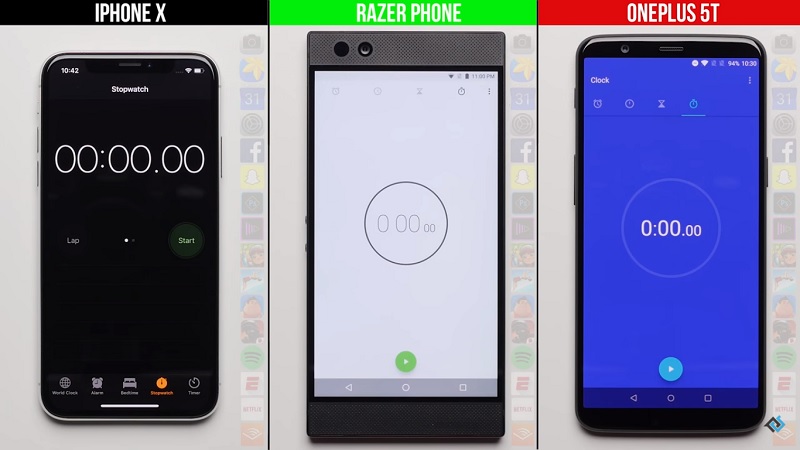 iphoneX razer phone oneplus 5t hiz testi