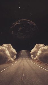 Jasmine Surreal Art Collage Road Clouds Planet iPhone 6 Wallpaper
