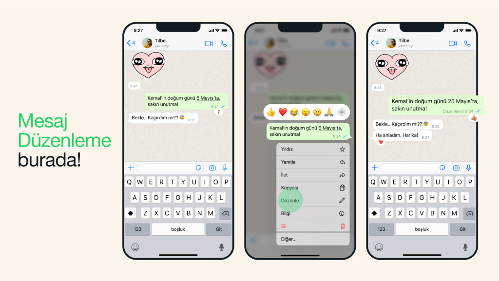 whatsapp mesaj duzenleme