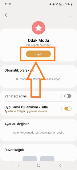samsun odak modu kapatma