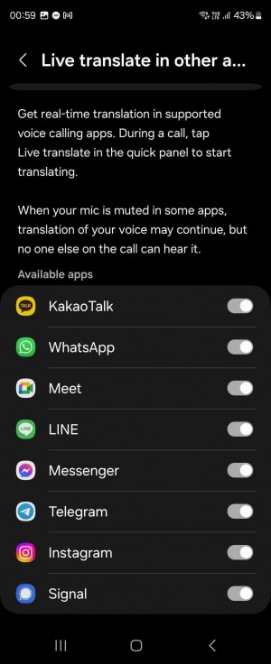 samsung canli ceviri desteklenen uygulamalar